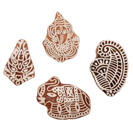 Set of 4 Piece New Mix Wooden Printing Block